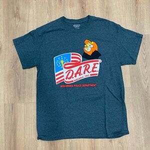 Gildan Dark Gray D.A.R.E. T-Shirt with Cartoon Graphic